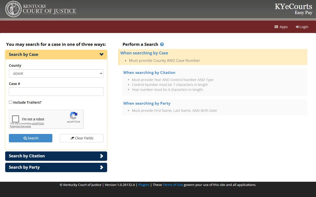 Bath County court dockets Kentucky ePay portal