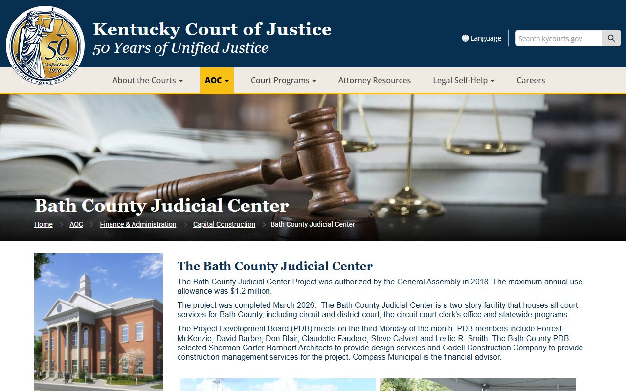 Bath County court records Judicial Center project page